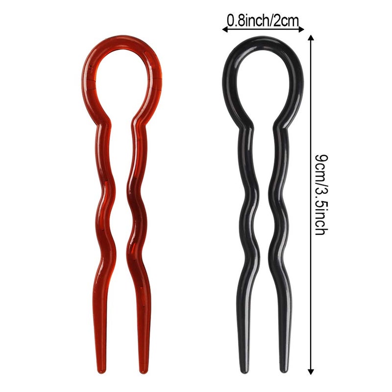 Heqishun 40 Pcs Plastic U Shaped Hair Pins Grip Pins Fast Spiral Hair Braid Twist Styling Clip Pin for Lady, Girl, Women (Black + Brown) - Image 3